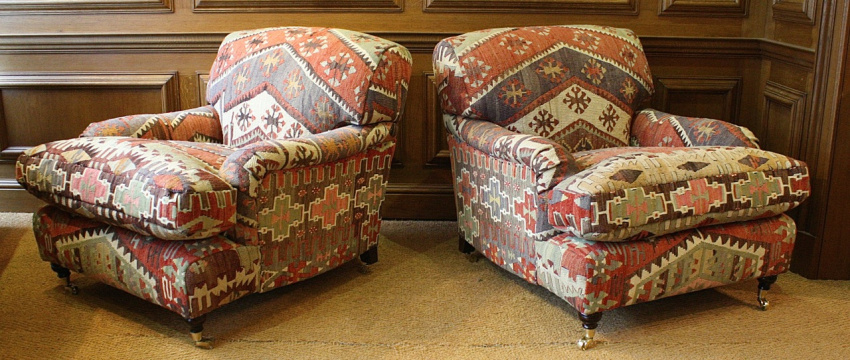 Turkish Kilim Pair of Lansdown Chairs